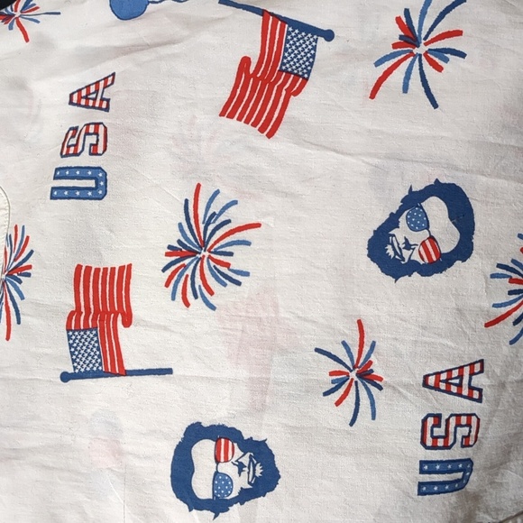 Mad Engine Mens White USA All Over Abe Lincoln Patriotic Button Up Size Large - Picture 7 of 7